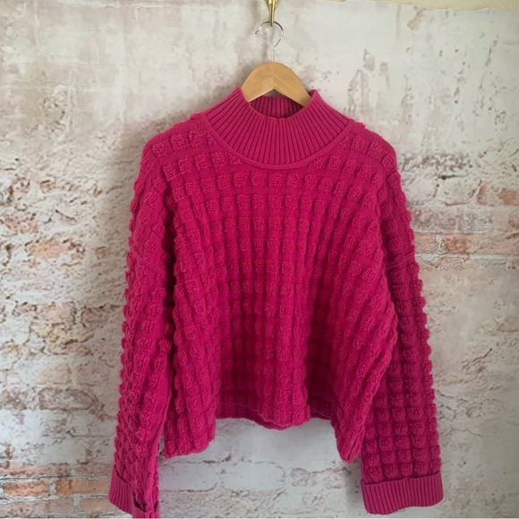 entro Sweaters - Entro Chunky Mock Neck Sweater in Fuchsia